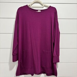 Orange Almost Naked bamboo blend fuchsia oversize tunic length top sz S/M